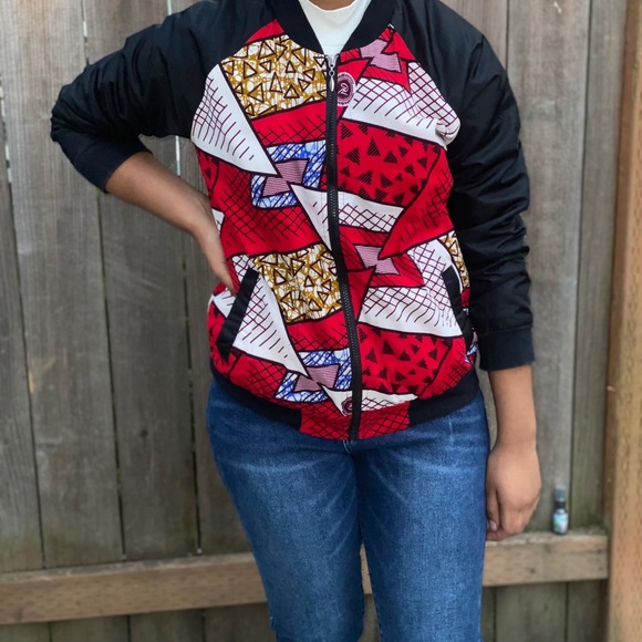 SOLDđź–¤Ankara Print Bomber Jacket - Picture 5 of 6
